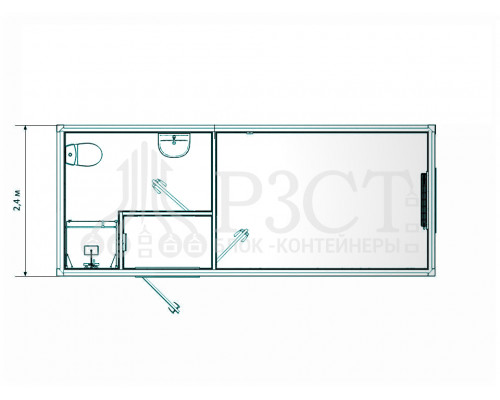 Блок-контейнер с душем, туалетом и раковиной