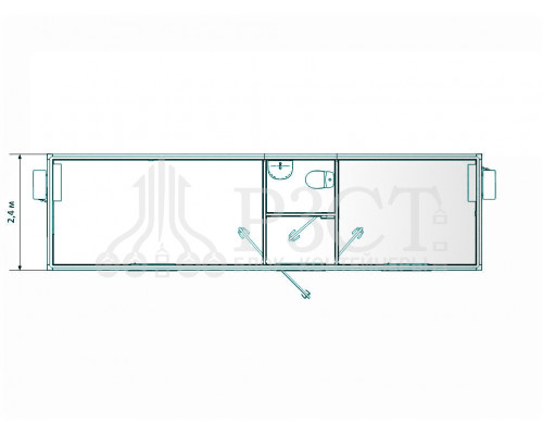 Блок-контейнер штаб строительства с санузлом и кухней