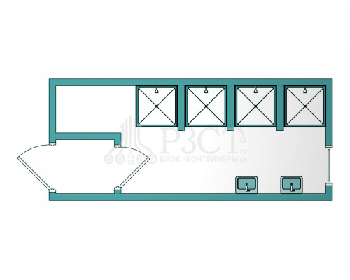 Блок-контейнер сантехнический с душевыми кабинками