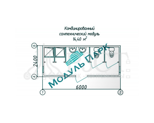 Комбинированный сантехнический модуль №11 из сэндвич-панелей